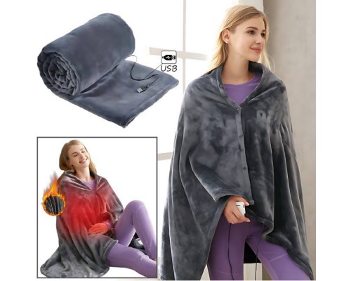 Пончо, согревающий плед с подогревом c работой от USB Electric Heating Shawl Blanket (40)