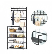 Напольная вешалка для одежды 5*60 New simple floor clothes rack с полками и крючками (18)