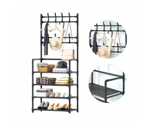 Напольная вешалка для одежды 5*60 New simple floor clothes rack с полками и крючками (18)