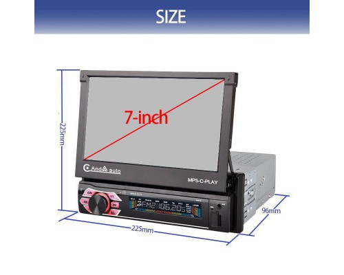 Автомагнитола 1DIN с выездным сенсорным 7" экраном, ОС Windows, магнитофон с Bluetooth AUX (10)