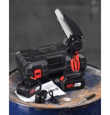 Мини пила Mini Electric Chain Saw1 в чемодане с 2 акк. для обрезки деревьев и распила дров 48V (10)