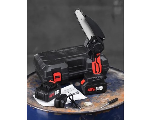 Мини пила Mini Electric Chain Saw1 в чемодане с 2 акк. для обрезки деревьев и распила дров 48V (10)