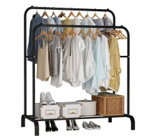 Двойная стойка–вешалка для одежды Double floor Hanger TW610 с полкой для обуви и крючками (10)