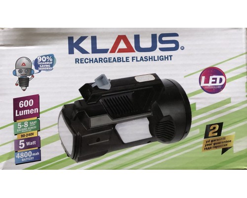 Ручной аккумуляторный фонарь KE-47715 KLAUS rechargeable flashlight 4800mA (30)